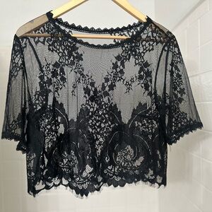 Sheer lace top, black